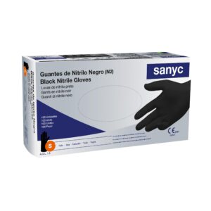 Imagen de 100 guantes desechables de nitrilo negros talla s