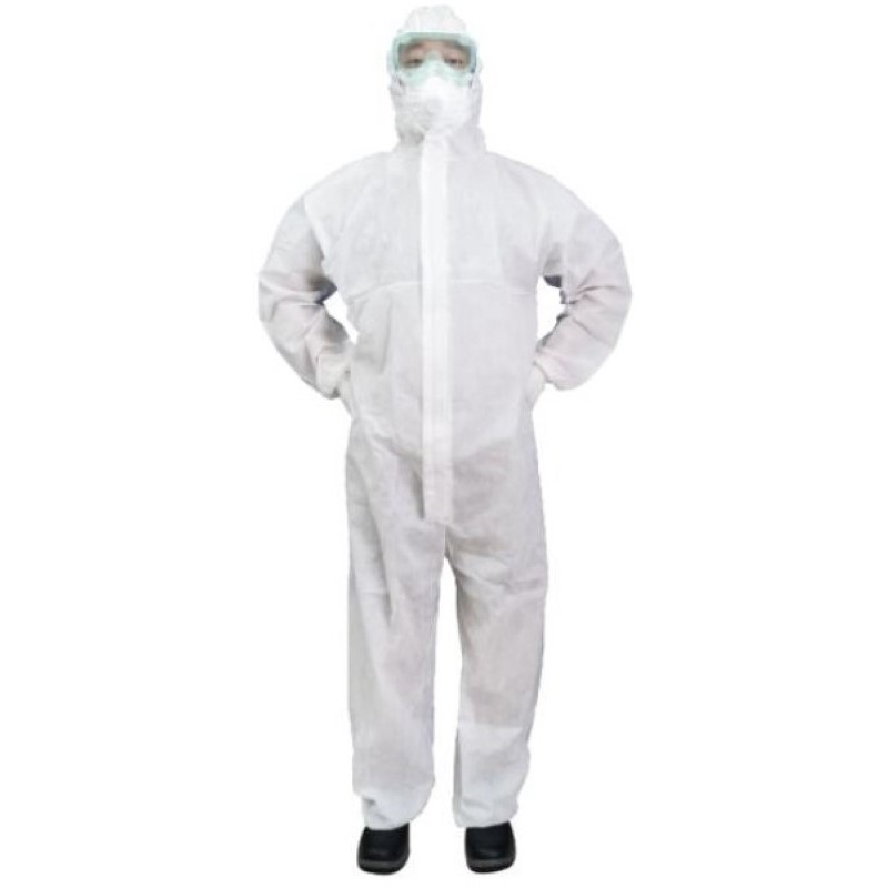 Traje proteccion buzo desechable con capucha blanc Imagen de Traje proteccion buzo desechable con capucha blanc
